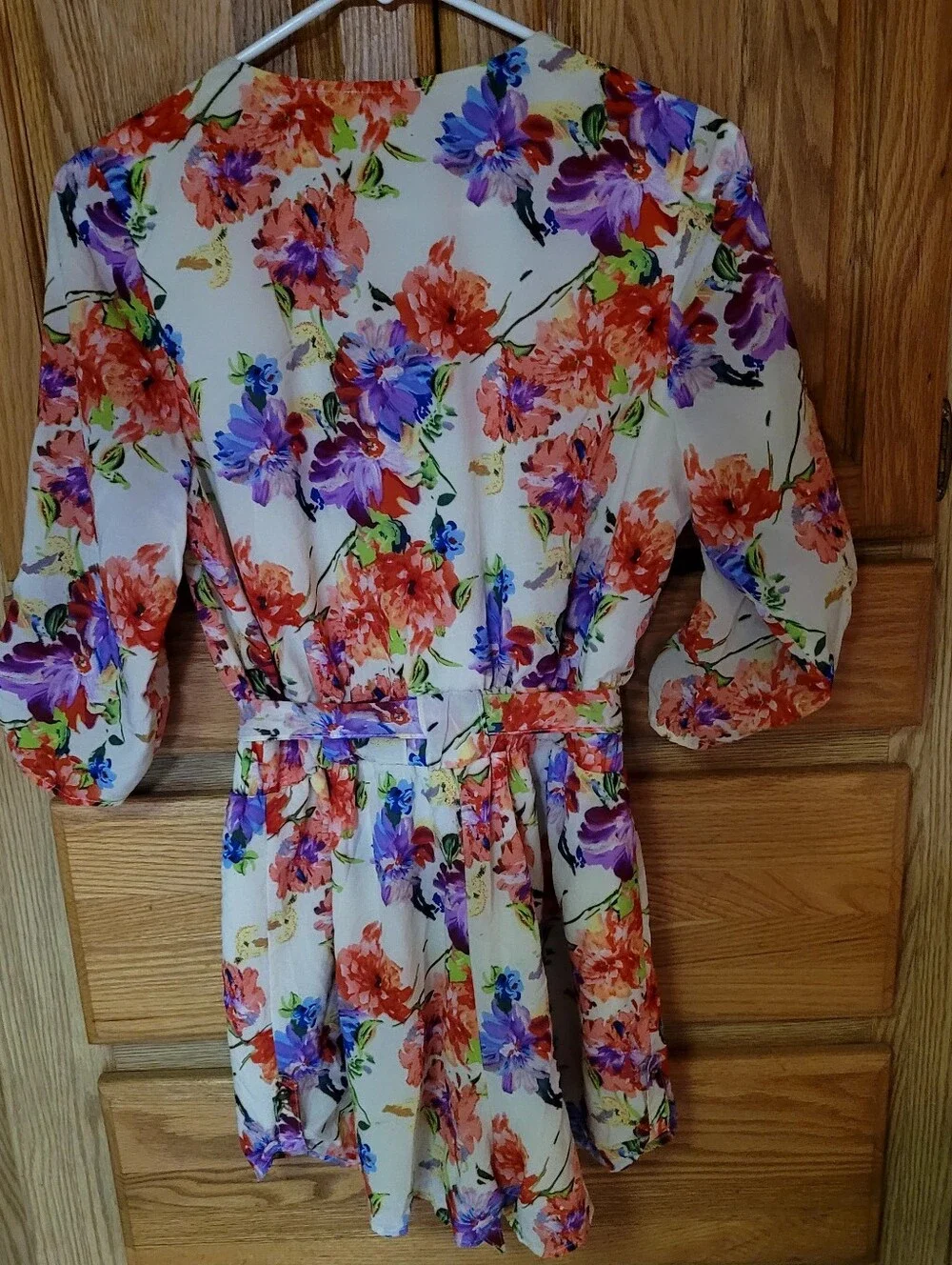 Gianni Bini Floral Watercolor V-neck Romper, Size S